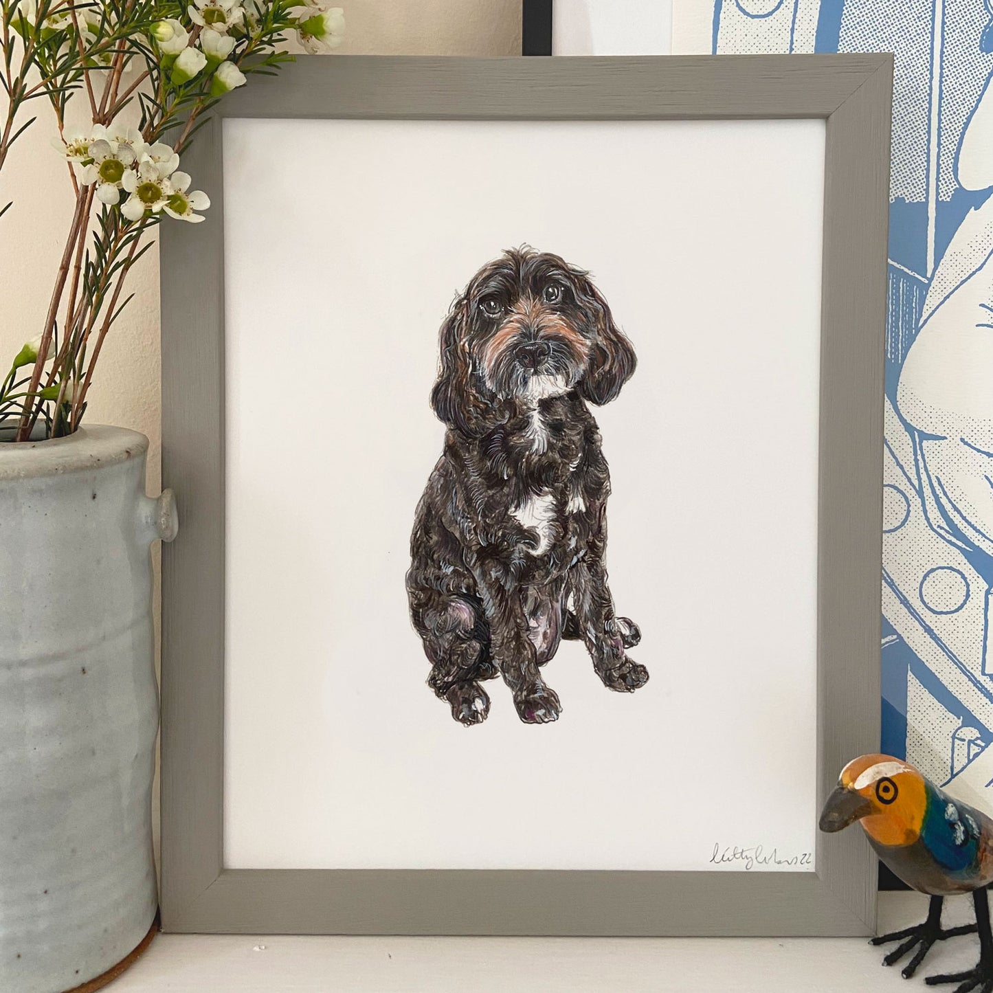 Chocolate Cockapoo Original Drawing